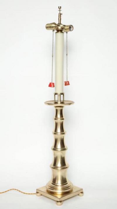 Stiffel Stylized Bamboo Satin Brass Lamps
