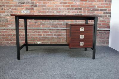  Stildomus Mid Century Italian Modern Single Pedestal Rosewood Desk by Stildomus
