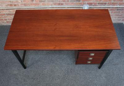  Stildomus Mid Century Italian Modern Single Pedestal Rosewood Desk by Stildomus