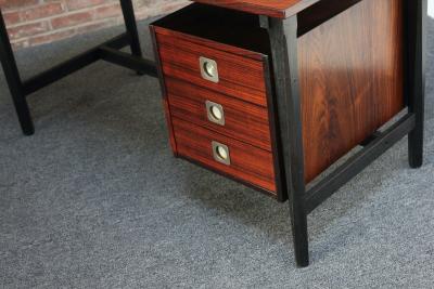  Stildomus Mid Century Italian Modern Single Pedestal Rosewood Desk by Stildomus