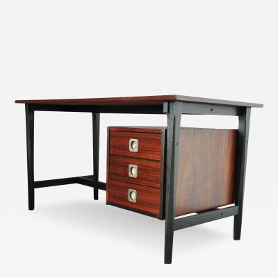  Stildomus Mid Century Italian Modern Single Pedestal Rosewood Desk by Stildomus