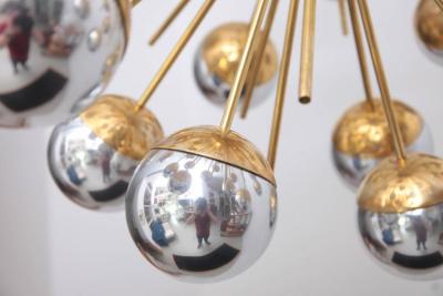  Stilnovo 1 of 2 Exceptional Huge Sputnik Murano Glass and Brass Chandelier