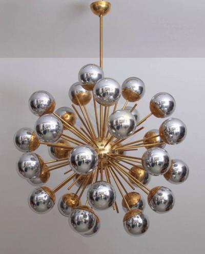  Stilnovo 1 of 2 Exceptional Huge Sputnik Murano Glass and Brass Chandelier