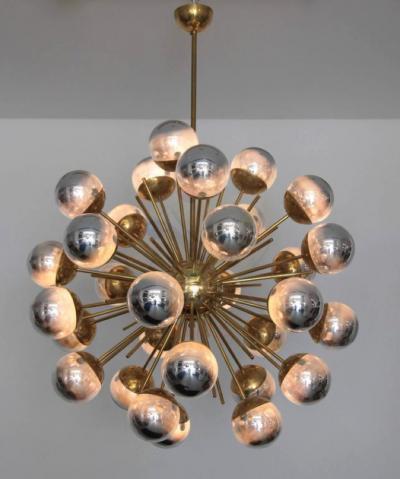 Stilnovo 1 of 2 Exceptional Huge Sputnik Murano Glass and Brass Chandelier