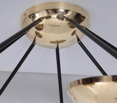  Stilnovo 1 of 2 Huge Brass Sputnik Flush Mounts or Wall Lamps Attributed to Stilnovo