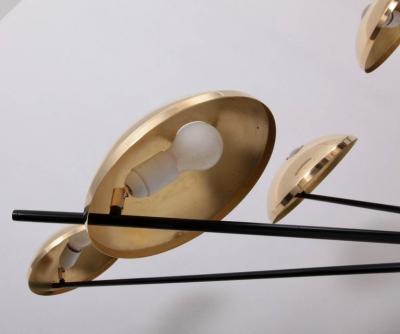  Stilnovo 1 of 2 Huge Brass Sputnik Flush Mounts or Wall Lamps Attributed to Stilnovo