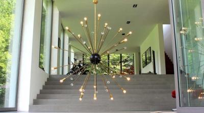  Stilnovo 1 of 2 Murano Starburst Sputnik Chandelier Italy 1950s