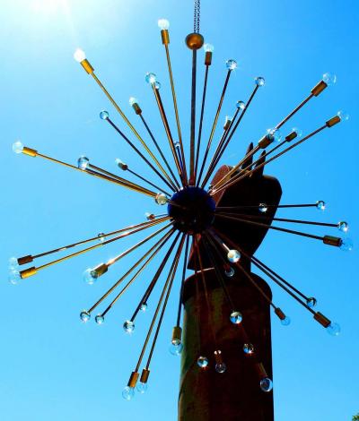  Stilnovo 1 of 2 Murano Starburst Sputnik Chandelier Italy 1950s