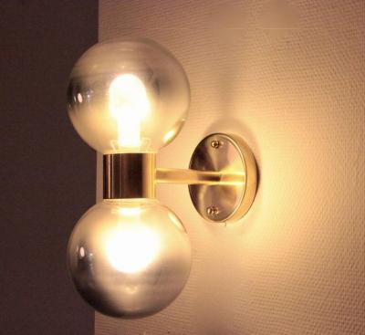  Stilnovo 1 of 4 Stilnovo Style Brass and Mercury Glass Wall Lamps or Scones