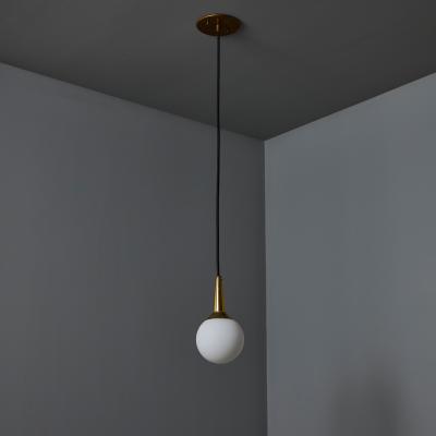  Stilnovo 1950s Brass Opaline Glass Pendant Attributed to Stilnovo