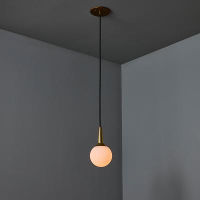  Stilnovo 1950s Brass Opaline Glass Pendant Attributed to Stilnovo