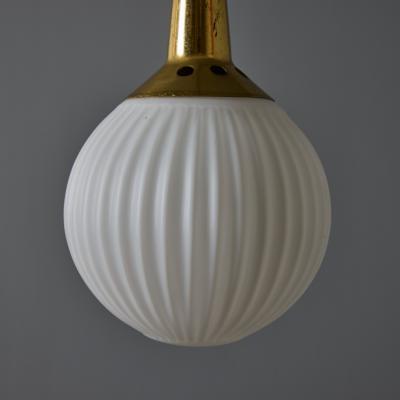  Stilnovo 1950s Brass Opaline Glass Pendant Attributed to Stilnovo