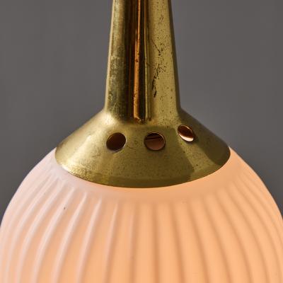  Stilnovo 1950s Brass Opaline Glass Pendant Attributed to Stilnovo