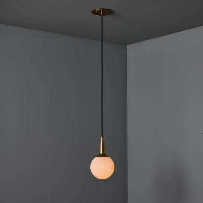  Stilnovo 1950s Brass Opaline Glass Pendant Attributed to Stilnovo