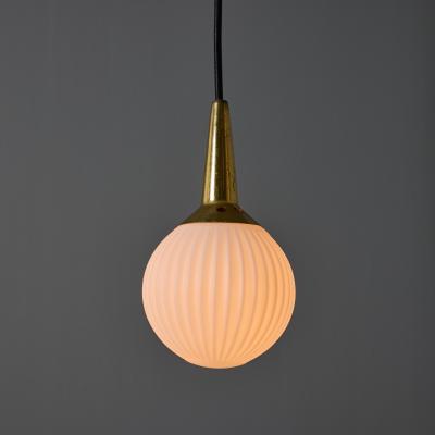  Stilnovo 1950s Brass Opaline Glass Pendant Attributed to Stilnovo
