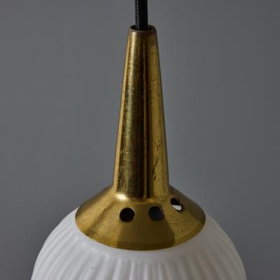  Stilnovo 1950s Brass Opaline Glass Pendant Attributed to Stilnovo