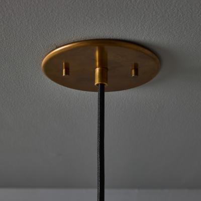  Stilnovo 1950s Brass Opaline Glass Pendant Attributed to Stilnovo