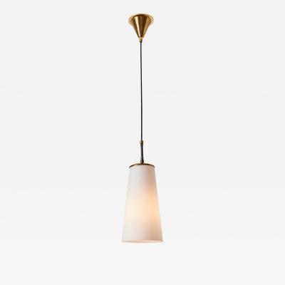  Stilnovo 1950s Brass and Opaline Glass Pendant Lamp Attributed to Stilnovo