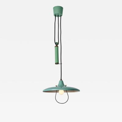  Stilnovo 1950s Green Counterweight Pendant Attributed to Gaetano Sciolari for Stilnovo