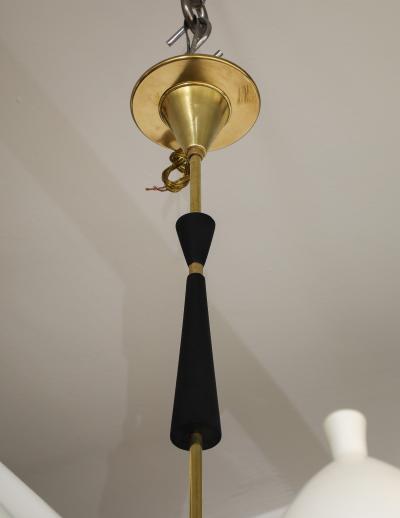  Stilnovo 1950s Modernist Italian Brass Chandelier In the Style Of Stilnovo