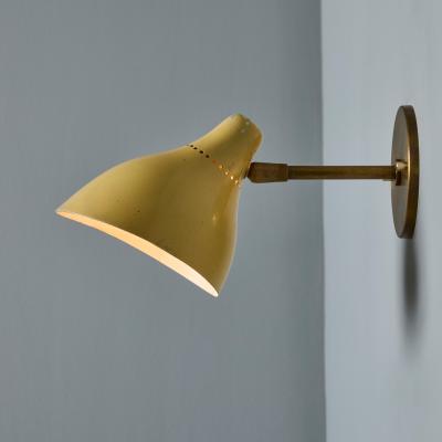  Stilnovo 1950s Perforated Painted Metal Brass Wall Lamp Attributed to Stilnovo