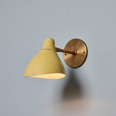  Stilnovo 1950s Perforated Painted Metal Brass Wall Lamp Attributed to Stilnovo