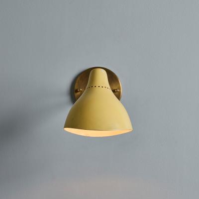  Stilnovo 1950s Perforated Painted Metal Brass Wall Lamp Attributed to Stilnovo