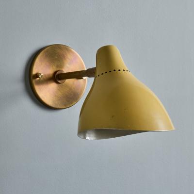  Stilnovo 1950s Perforated Painted Metal Brass Wall Lamp Attributed to Stilnovo