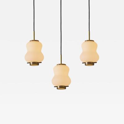  Stilnovo 1950s Sculptural Opaline Glass and Brass Pendant Attributed to Stilnovo