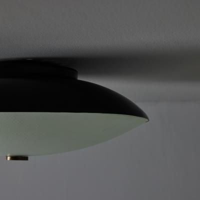  Stilnovo 1950s Stilnovo Opaline Glass Black Metal Ceiling Lamp