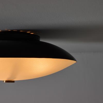  Stilnovo 1950s Stilnovo Opaline Glass Black Metal Ceiling Lamp