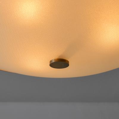  Stilnovo 1950s Stilnovo Opaline Glass Black Metal Ceiling Lamp