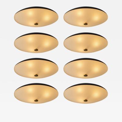  Stilnovo 1950s Stilnovo Opaline Glass Black Metal Ceiling Lamp