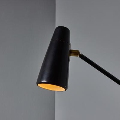  Stilnovo 1950s Stilnovo Perforated Black Metal and Brass Sconce with Stamped Label