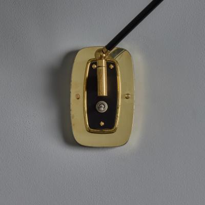  Stilnovo 1950s Stilnovo Perforated Black Metal and Brass Sconce with Stamped Label