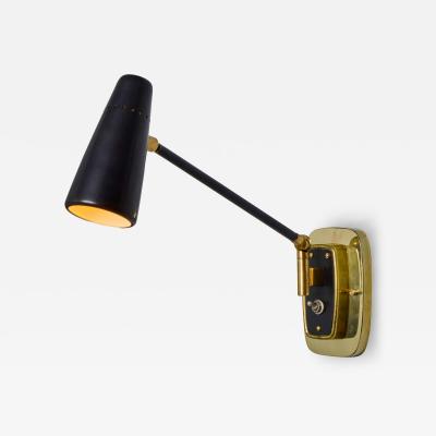  Stilnovo 1950s Stilnovo Perforated Black Metal and Brass Sconce with Stamped Label