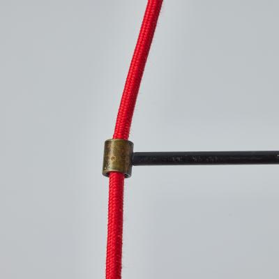  Stilnovo 1950s Stilnovo Red Metal Opaline Glass Suspension Lamp