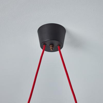  Stilnovo 1950s Stilnovo Red Metal Opaline Glass Suspension Lamp
