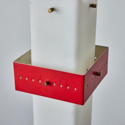  Stilnovo 1950s Stilnovo Red Metal Opaline Glass Suspension Lamp