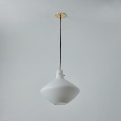  Stilnovo 1950s Stilnovo Sculptural Opaline Glass Pendant