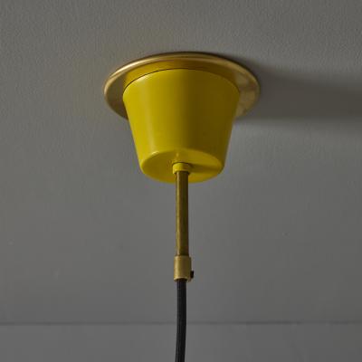  Stilnovo 1950s Stilnovo Yellow Painted Metal Opaline Glass Suspension Lamp