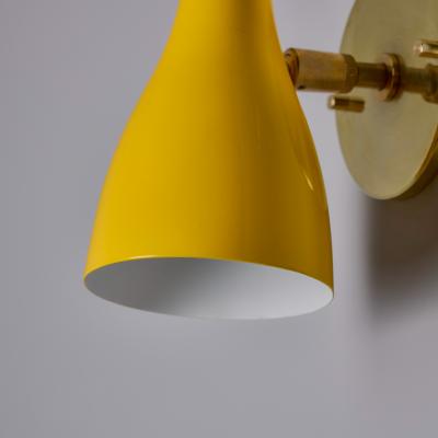  Stilnovo 1950s Yellow Painted Metal Brass Wall Lamp Attributed to Stilnovo