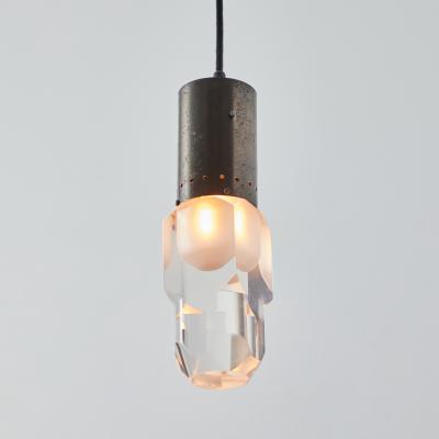  Stilnovo 1960s Faceted Diffuser Pendant Lamp Attributed to Stilnovo