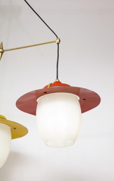  Stilnovo 1960s Mid Century Modern Brass And Glass Italian Chandelier