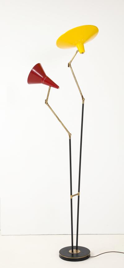  Stilnovo 1960s Mid Century Modern Two Arm Italian Floor Lamp Stilnovo Style
