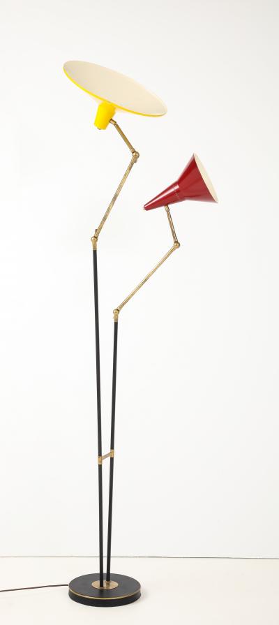  Stilnovo 1960s Mid Century Modern Two Arm Italian Floor Lamp Stilnovo Style