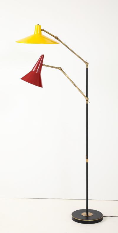  Stilnovo 1960s Mid Century Modern Two Arm Italian Floor Lamp Stilnovo Style