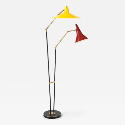  Stilnovo 1960s Mid Century Modern Two Arm Italian Floor Lamp Stilnovo Style