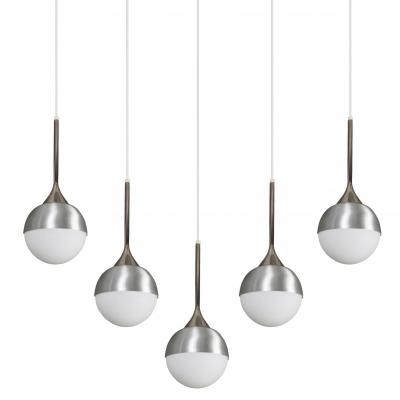  Stilnovo 1960s Opaline Glass and Metal Globe Pendant Attributed to Stilnovo