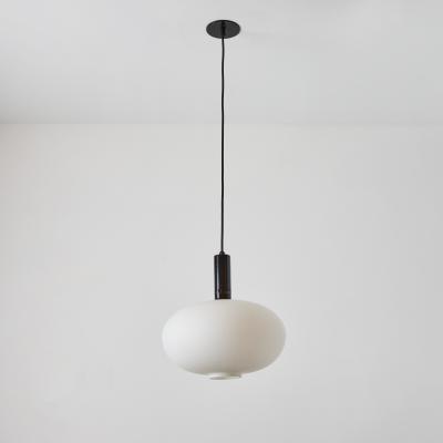  Stilnovo 1960s Opaline Glass and Metal Pendant Attributed to Stilnovo